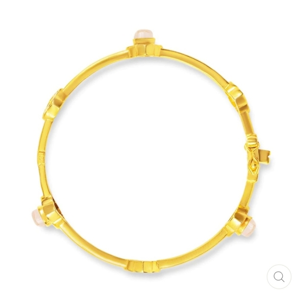 Subtle Divinity Gold Plated Rose Quartz Bangle Bracelet - Picture 2 of 5